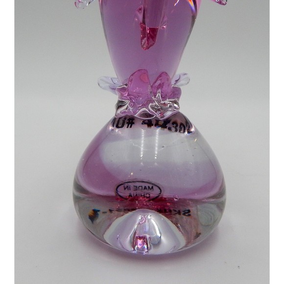 Art Glass Pink Dolphin on Ball Paperweight Desk Figurine 7 Inch - Picture 9 of 14